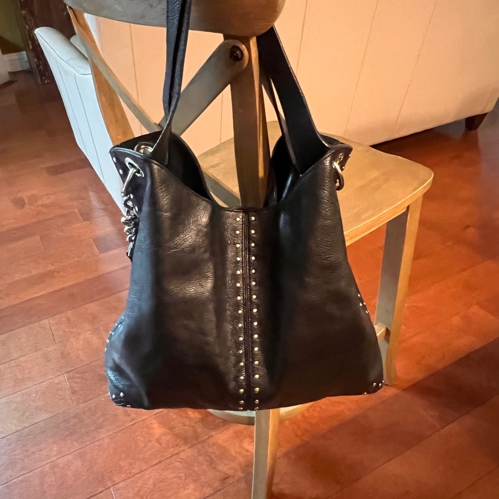 Michael Kors Black Studded Leather Tote Bag